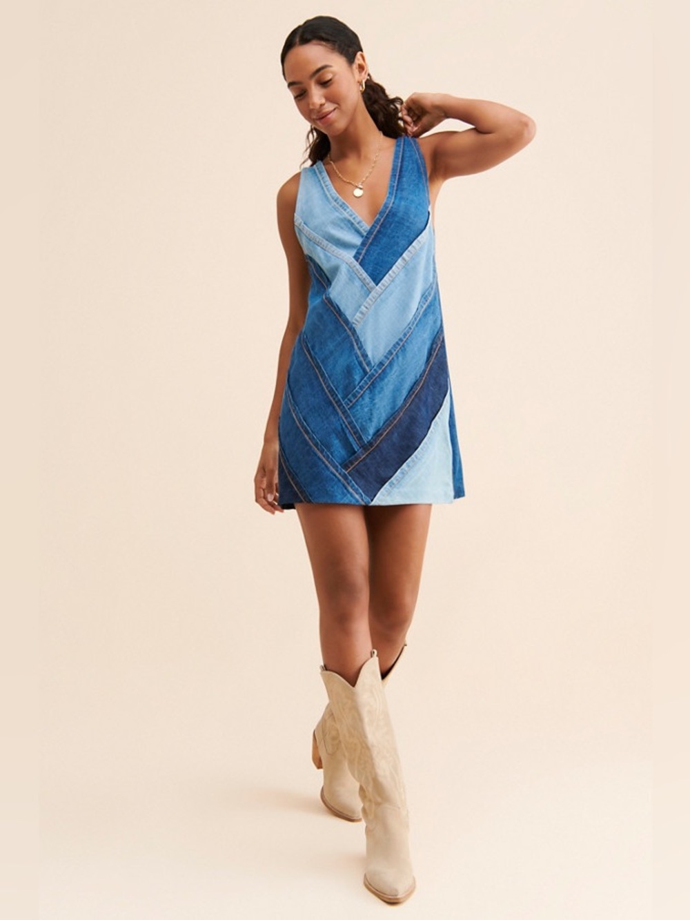 Free People - Patches of Denim Mini Dress